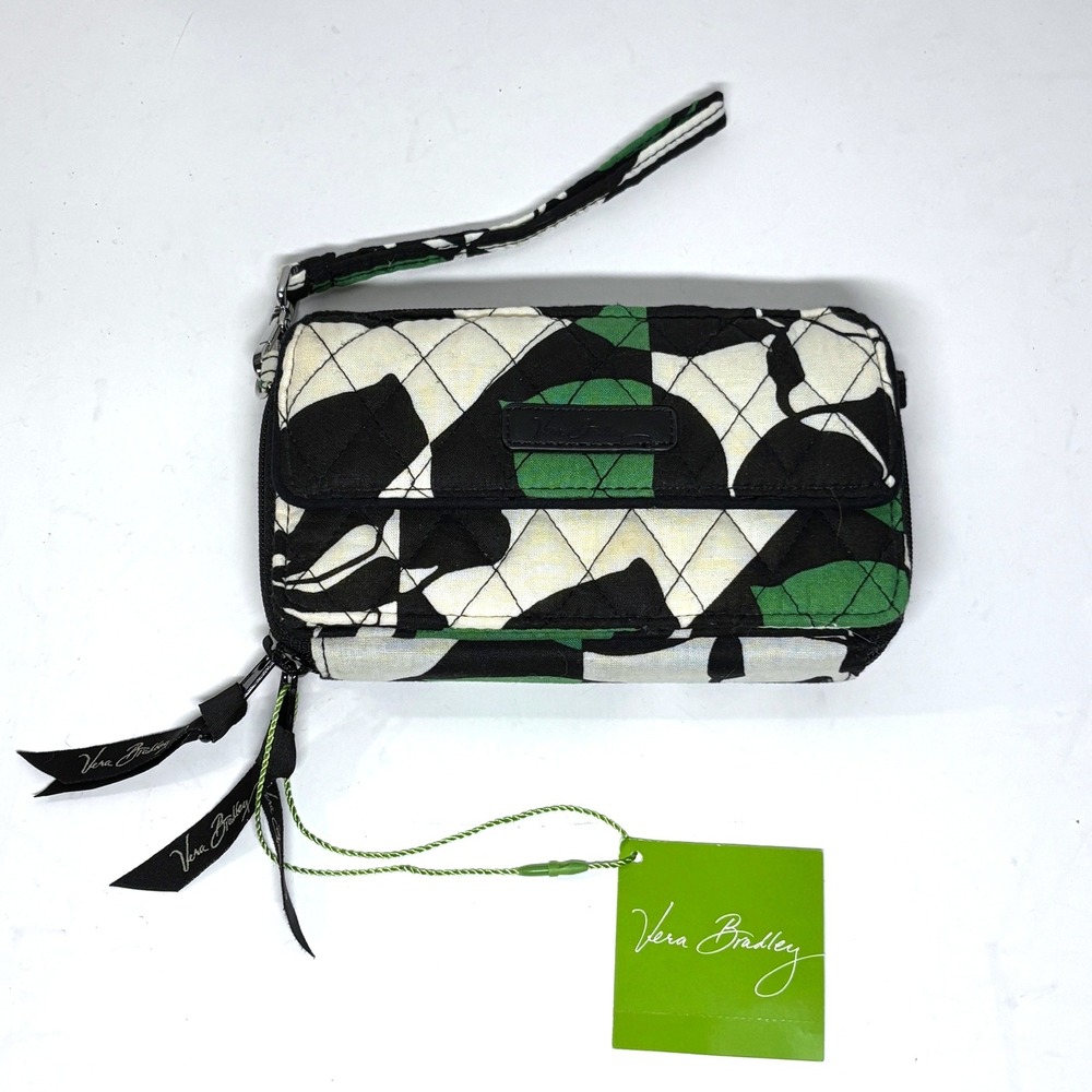 New‎ Vera Bradley All in One Crossbody Wallet Women OS Green Imperial Rose